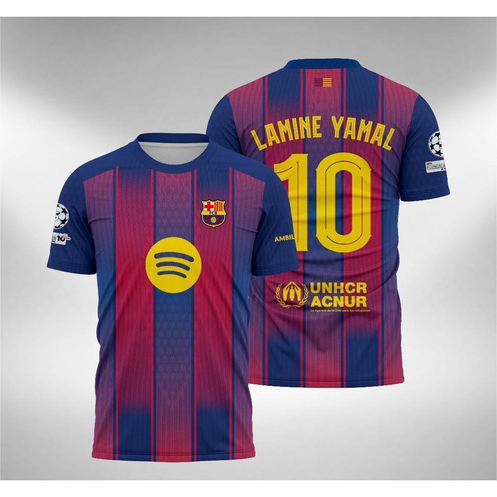 JERSEY Barca trang chủ UCL 2026 3D in polyester thoáng khí nhanh khô unisex mùa hè hàng đầu