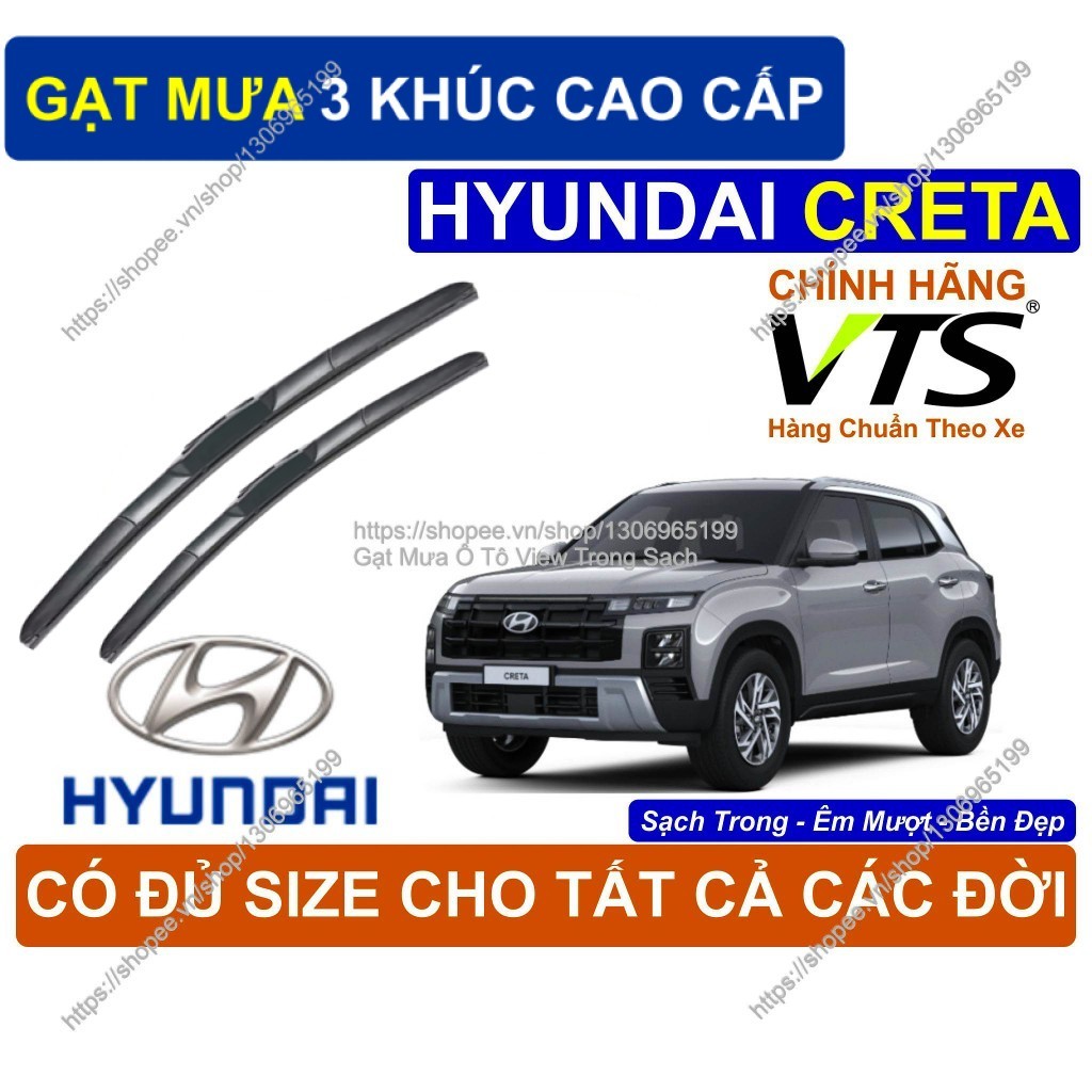 Gạt Mưa 3 Khúc Kính Lái Cao Cấp Hyundai Creta, Cặp G.ạt Mưa Kính Lái Hyundai Creta,  Hyundai Creta