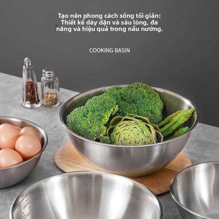 Chậu nấu ăn bằng thép không gỉ Bát ăn trứng Salad lạnh Salad trái cây Mì ăn liền Nấu ăn Mì và Mì