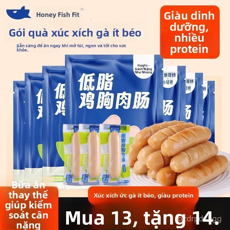 Xúc xích ức gà ít béo 0 calo, ăn kiêng, gym, thay bữa, ăn vặt