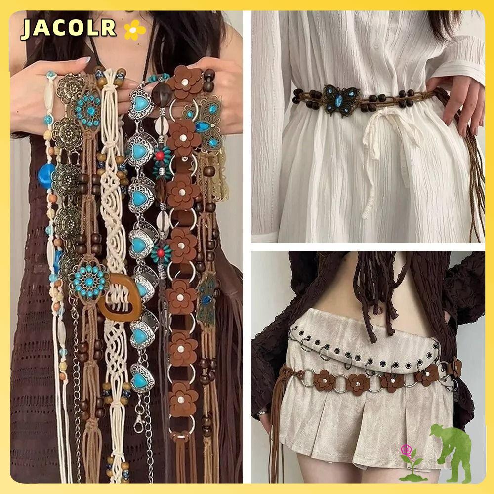 Dây Thắt Lưng JACOLR, Thắt Lưng Bohemian Bướm Hợp Kim, Dây Hợp Thời Trang Vintage Y2K Hoa Bohemian T