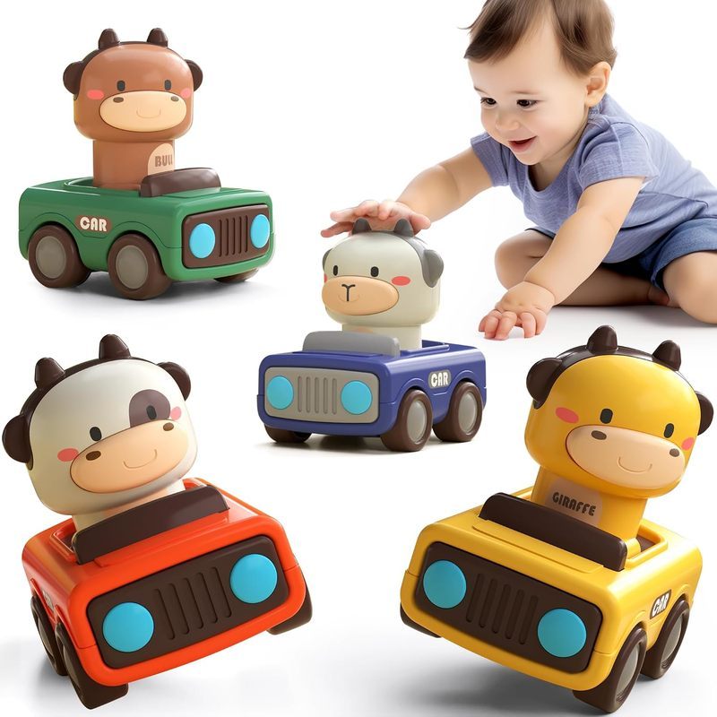 IPlay, ILearn Baby Press To Go Đồ chơi ô tô dành cho trẻ mới biết đi 1-3, 1 tuổi Quà tặng cậu bé già