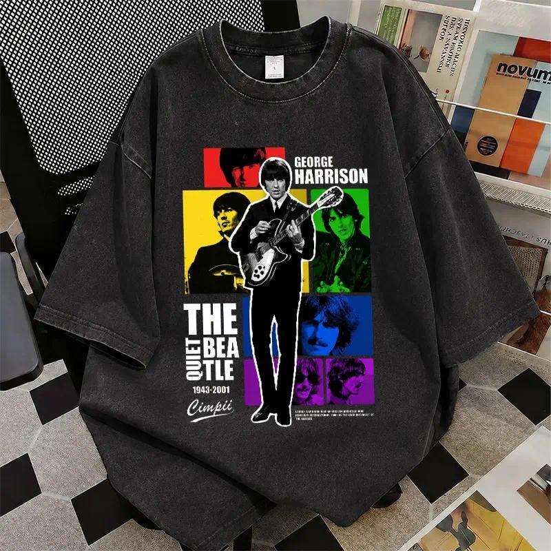（24H SHIP）Áo thun tay ngắn - In George Harrison THE BEATLE - Phong cách rock cổ điển - Mềm mát mùa h
