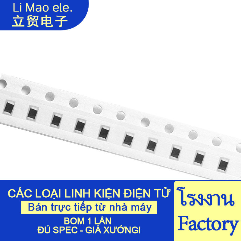 ((100 Cái) 0402 0603 0805 1206 Điện Trở Chip 1 Om 10 Om 100R 1K 10K 100K 1M 10M
