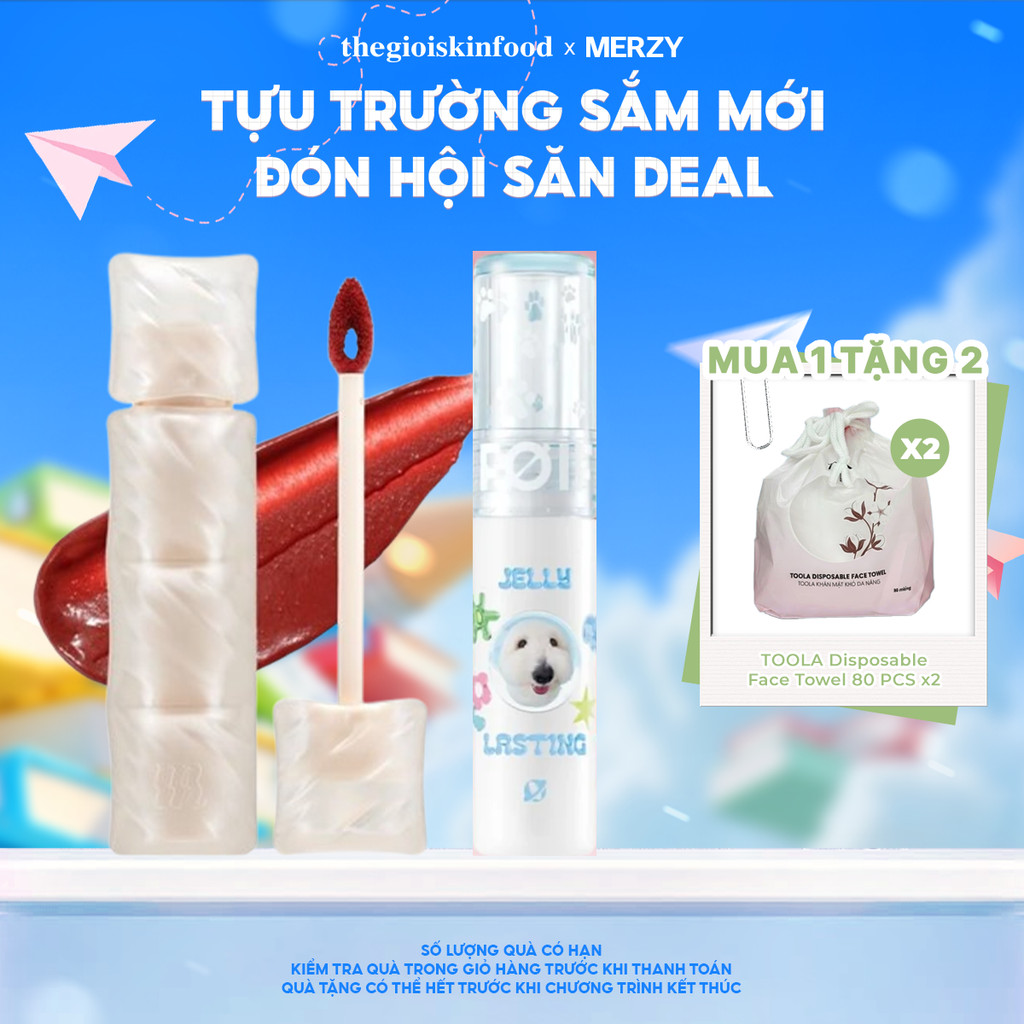 Combo 2 sản phẩm Son Merzy Puffer Mellow Tint + Son Foif Jelly Lasting Tint 3g