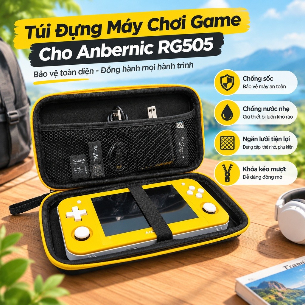 Túi Màu Đen Cho Anbernic RG505 Máy Chơi Game Cầm Tay Mini Di Động Blace Dành Cho Máy Chơi Game Video