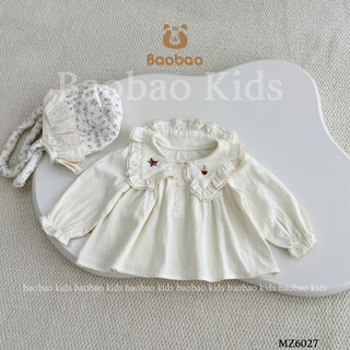   BAOBAO-HÀNG SẴN  - ÁO BABY DOLL DÀI TAY CỔ SEN PHỐI BÈO XINH XẮN ĐÁNG YÊU CHO BÉ GÁI - MZ6027 