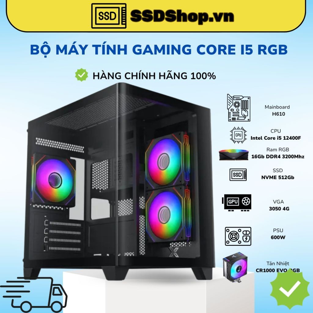 Bộ máy tính PC Gaming i5 12400F MSI , ASUS , Gigabyte + VGA chiến game đồ hoạ văn phòng - Chính Hãng