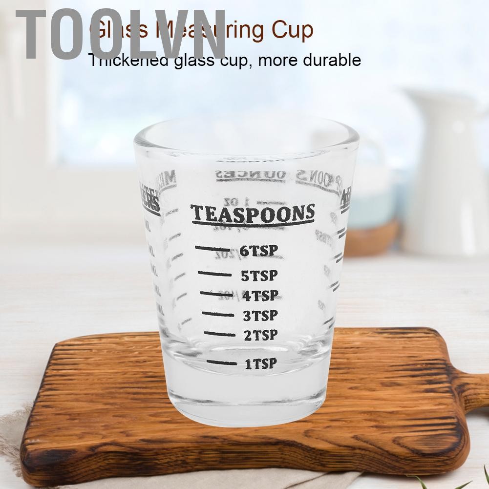 Toolvn Cốc đo thủy tinh nhỏ Oz / Ml Muỗng cà phê 4 Cân 1ounce 30ml Dụng cụ nhà bếp