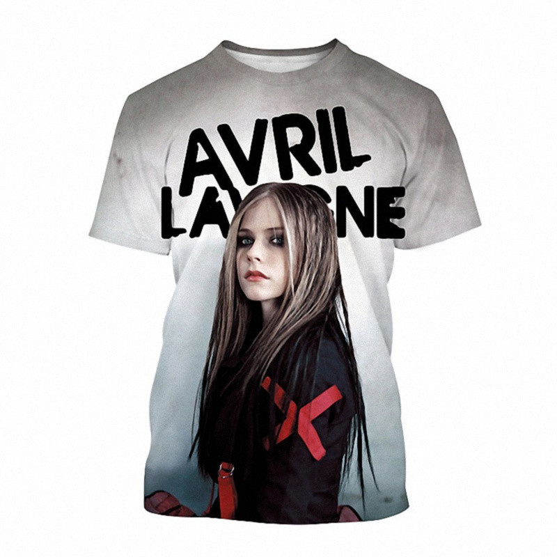Avril Lavigne 3D In Hình Áo nam Thời Trang Mùa Hè Tay Ngắn Ca Sĩ Bông Tai Kẹp Áo Thun Quá Khổ