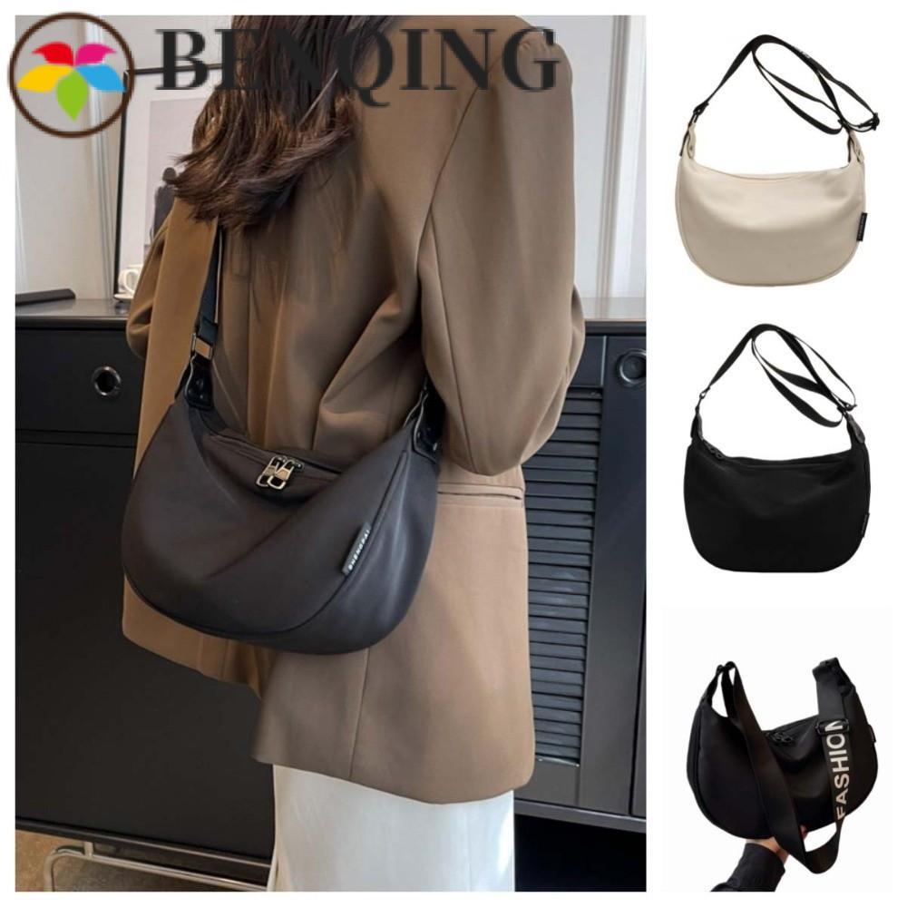 Túi đeo chéo nửa mặt trăng BENQING, Ví đựng tiền xu Túi vải màu trơn Gyoza, Túi đựng bánh bao thời t