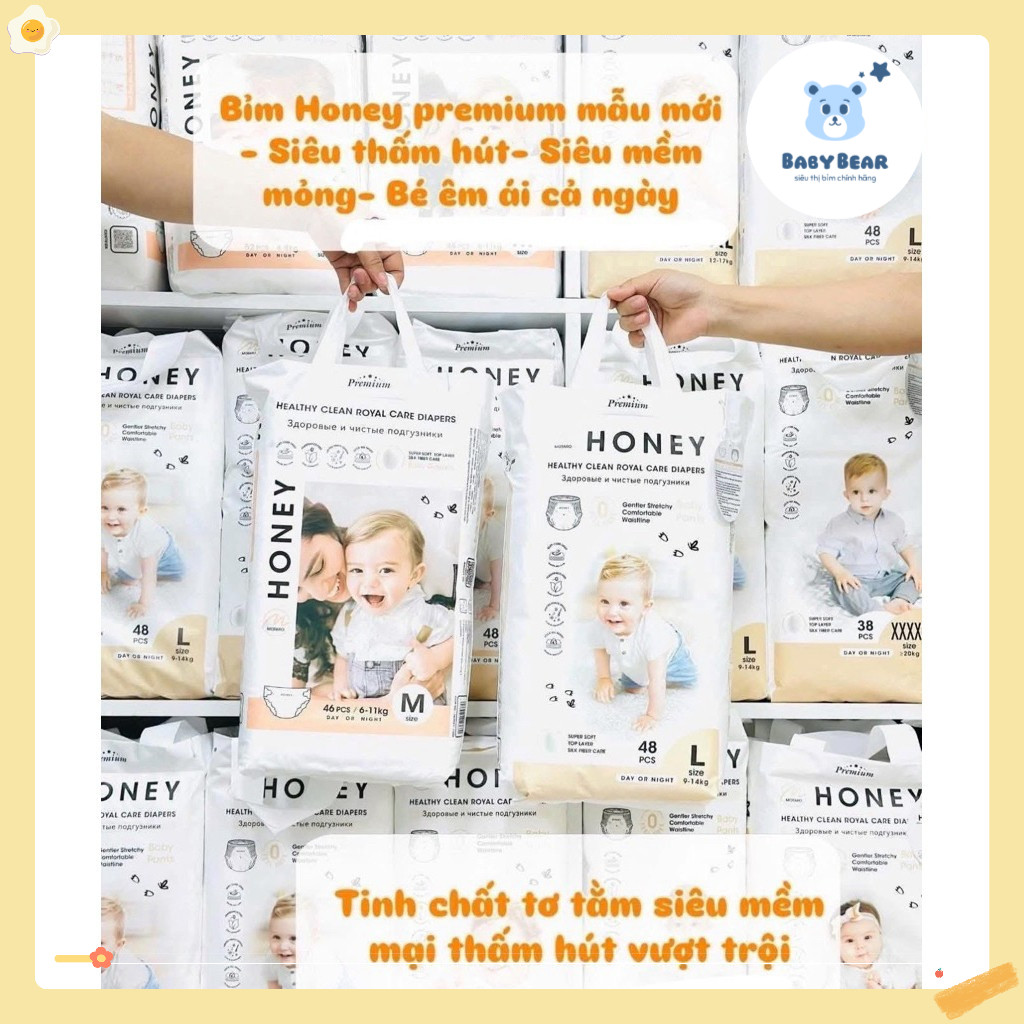 [Mẫu mới PREMIUM] Tã/Bỉm HONEY dán/quần đủ size siêu mềm mịn cho bé
