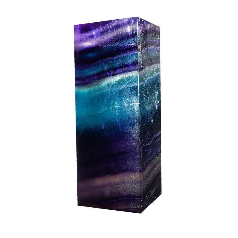 Đồ trang trí bằng đá thô Fluorite đầy màu sắc tự nhiên Sọc Fluorite Square Seal Nguyên liệu thô Đánh
