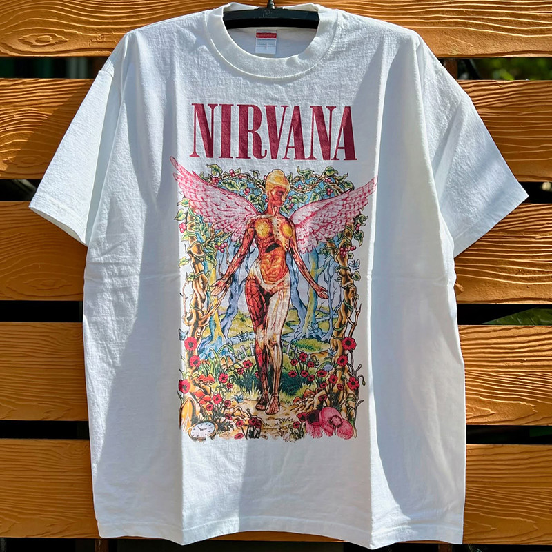 Nirvana Angel Band In Hình Nam Tay Ngắn Hiphop 100% Cotton Tee Rời Thoáng Khí Áo Thun 0827