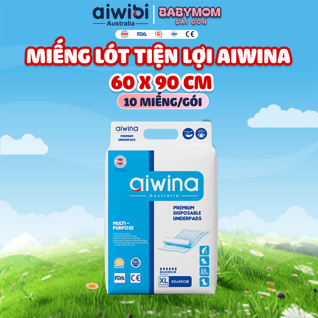 Miếng lót vệ sinh tiện lợi Aiwina size XL (60 x 90 cm) - 10 miếng