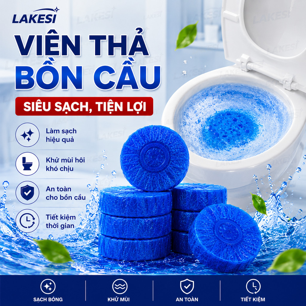 LAKESI Viên Thả Bồn Cầu Hương Chanh Combo 10 Viên