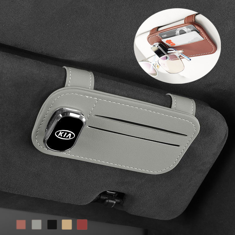 Đa Năng Ô Tô Bảo Quản Kẹp Che Nắng Ô Tô Thẻ Kính Kẹp Cho Logo Kia RIO K5 K3 K2 Picanto Rio Soren Spo