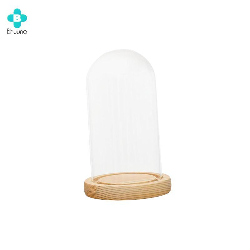 Màn hình Cloche Dome Glass Dome Cloche Bell Jar Đế gỗ Accent Showcase Display Case Để bàn Trung tâm 