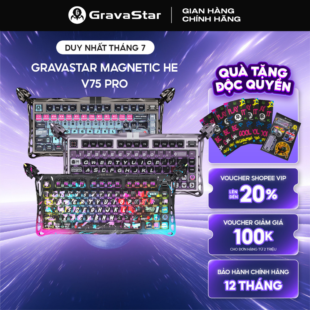 Bàn phím cơ Gaming Gravastar Mercury V75 Pro Magnetic Switch UFO HE Rapid Trigger - BH 12 tháng
