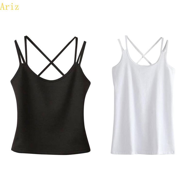 Women's Solid Crop Tops Summer All-matching Camisole for Tank  with Double