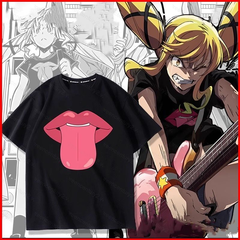 Rock Is a Ladys Modesty Suzu no Miya Ririsa Áo thun mùa hè Anime Áo ngắn tay