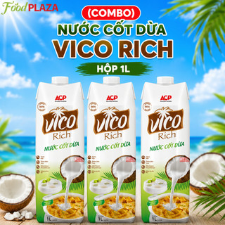 (Combo) Nước Cốt Dừa VICO RICH Hộp 1L, Béo Ngậy, Nguyên Chất, Chuẩn Vị Tự Nhiên