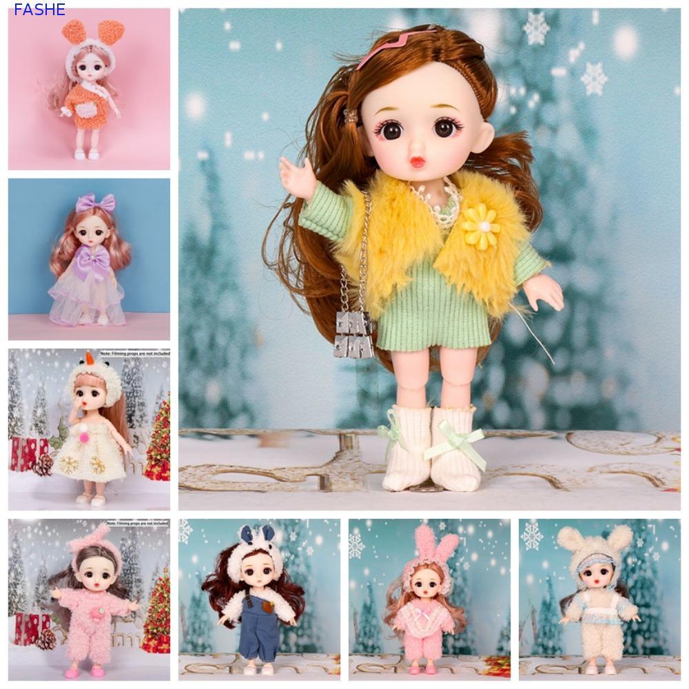 FASHE 16cm BJD Doll, Mắt To 16cm Hình Búp Bê BJD Mặt Dễ Thương, Mặt Tròn Tỉ Lệ 1 / 12 13 Khớp Di Chu