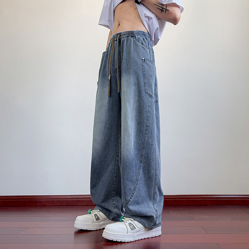 Quần lụa băng mùa hè Lyocell Denim Loose Plus Fat Extra Large Cool Cool Jeans Thiết kế mới Sense