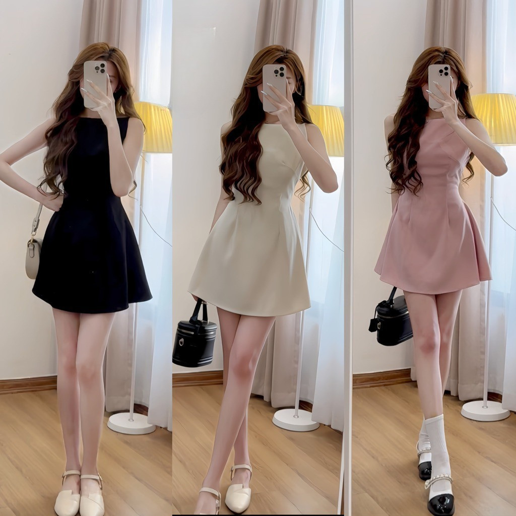 Váy yếm dáng ngắn xòe chất chéo hàn quốc d0lk_min store - V117
