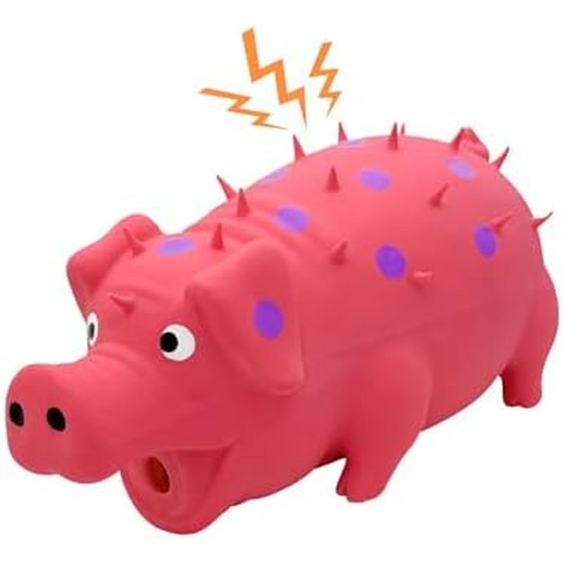 Andiker Dog Squeaky Toy, Dots Latex Dog Chew Toys with a Oinks Sound Squeaker Grunting Pig Dog Toy D