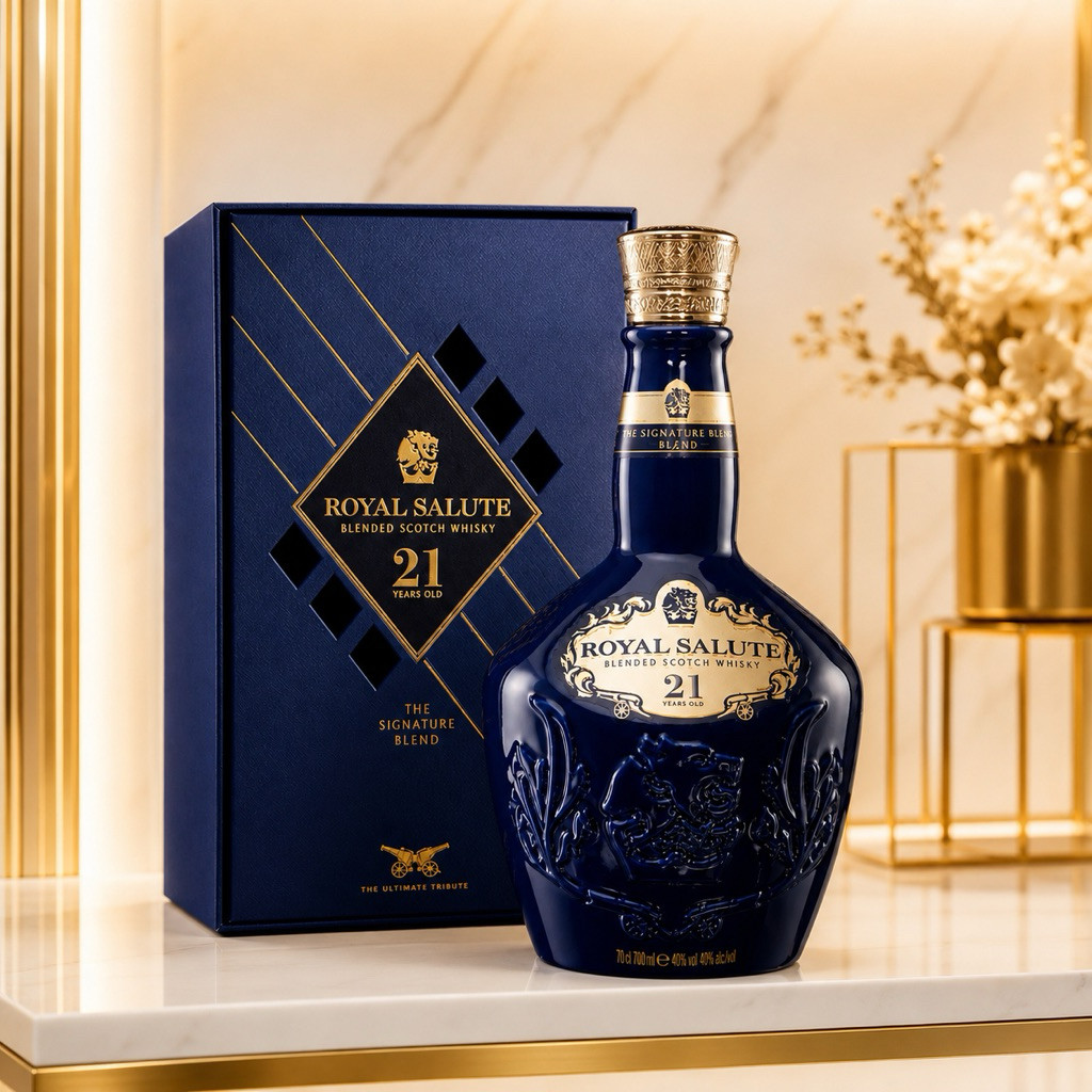 Vỏ Chai Royal Salute 21 Year Old Cao Cấp | Chai Rượu Decor Sang Trọng, Trang Trí Quầy Bar (Vỏ Rỗng)