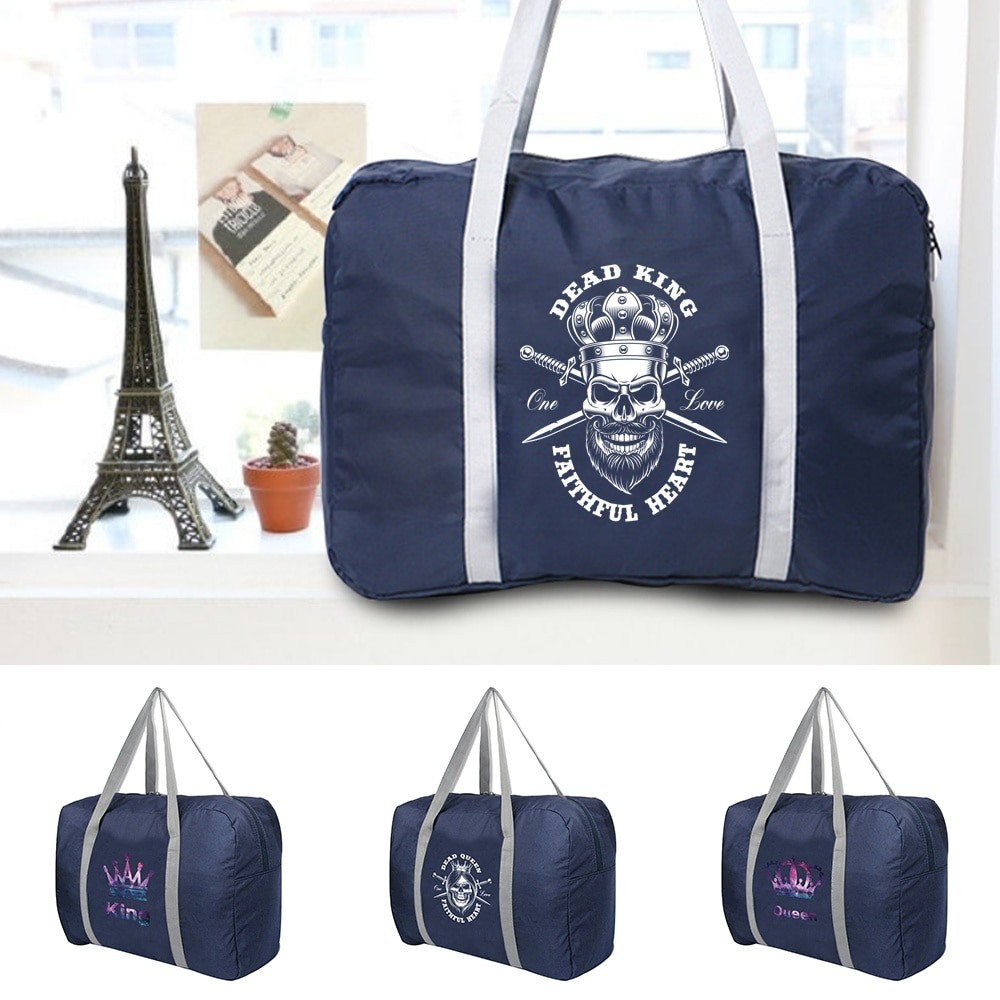 Travel Bag Foldable  Unisex Clothes Organizers Large Capacity Duffle Bag King Printed Women Handbags