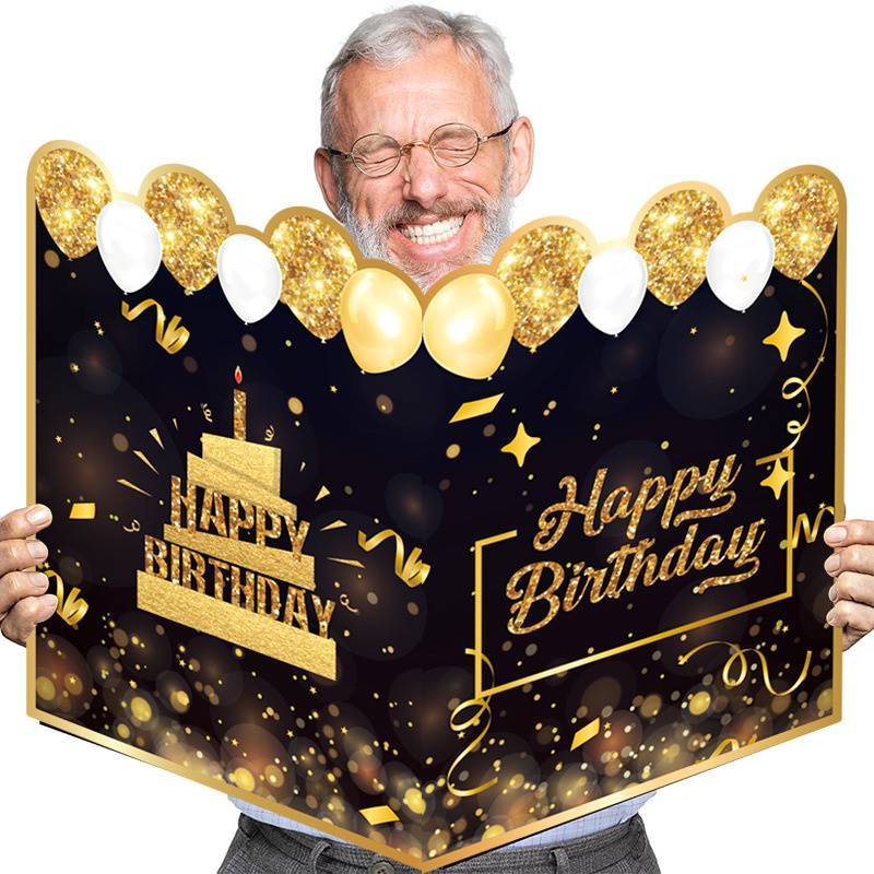 [YDV] New Happy Birthday Gold Giant Birthday Guestbook Messagememorative Card [Mới]