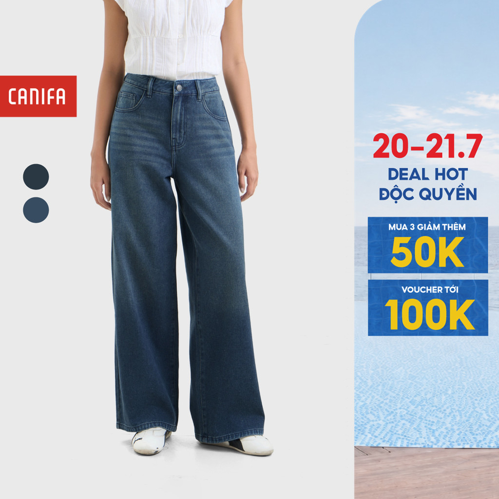 Quần jeans nữ dáng suông ống rộng CANIFA 6BJ26S001