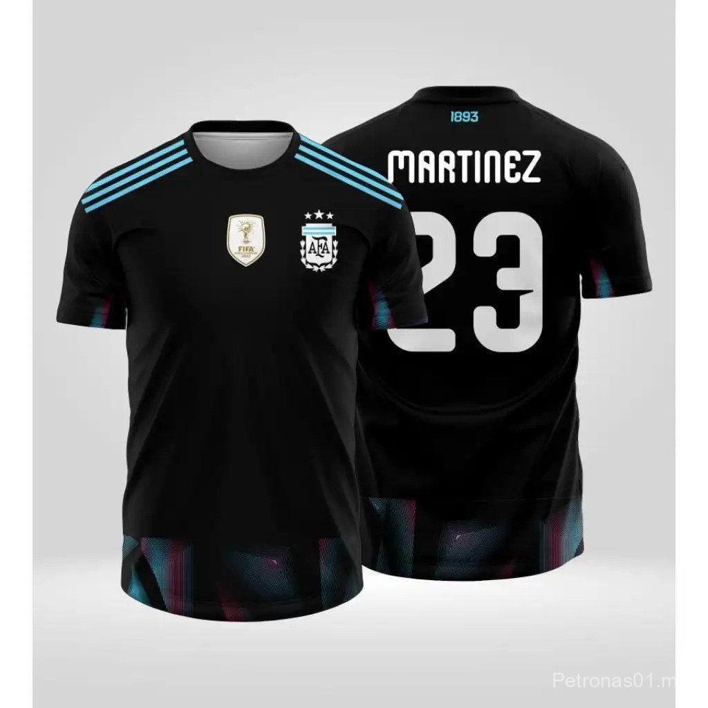 Áo bóng đá sân khách Argentina 3 sao màu đen sân khách Martinez 23 World Cup