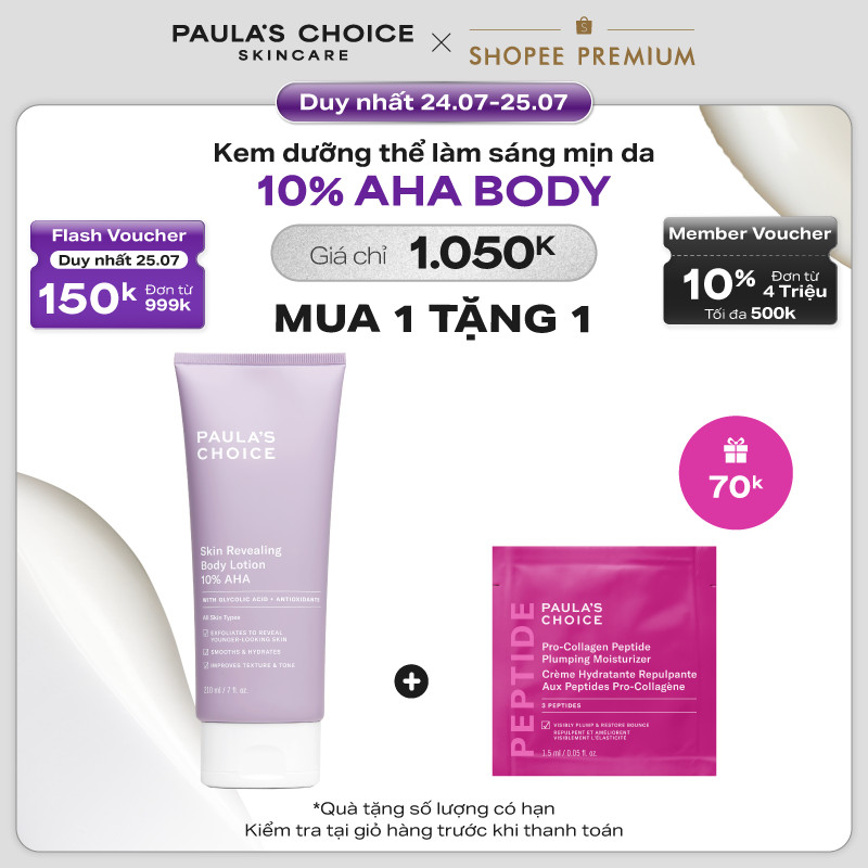 Kem dưỡng thể làm sáng da và làm đều màu da Paula's Choice Skin Revealing Body Lotion 10% AHA 210ml 5900