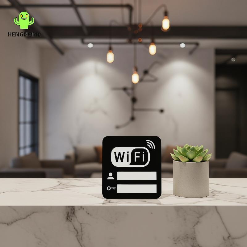 HENGHOME Di Động Acrylic Gương WiFi Mật Khẩu Ký Cho Máy Chủ Airbnb Viết Tay Bố Trí Kiểu Mới