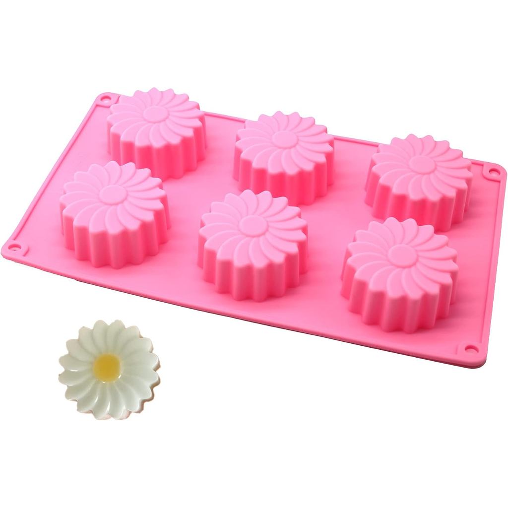 Khuôn silicon hoa cúc X-Haibei cho sô cô la, xà phòng, bom tắm, nến, Jello More – 6 khoang, đường kí