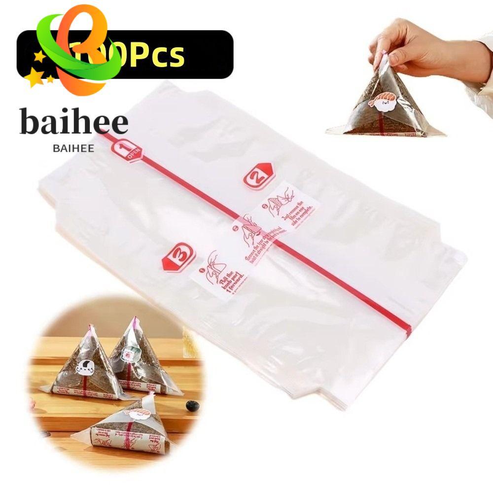 BAIHEE 100 Chiếc Túi Sushi Onigiri, Nori PP Túi Đóng Gói Quả Bóng Cơm Dùng Một Lần, Nori Rong Biển O