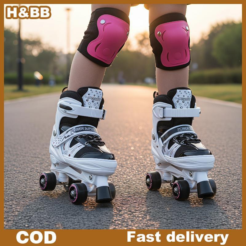 H & BB > Kids Quad Roller Skates Có Thể Điều Chỉnh Kích Thước Chống Trơn Trượt Phanh An Toàn Nhẹ Cho