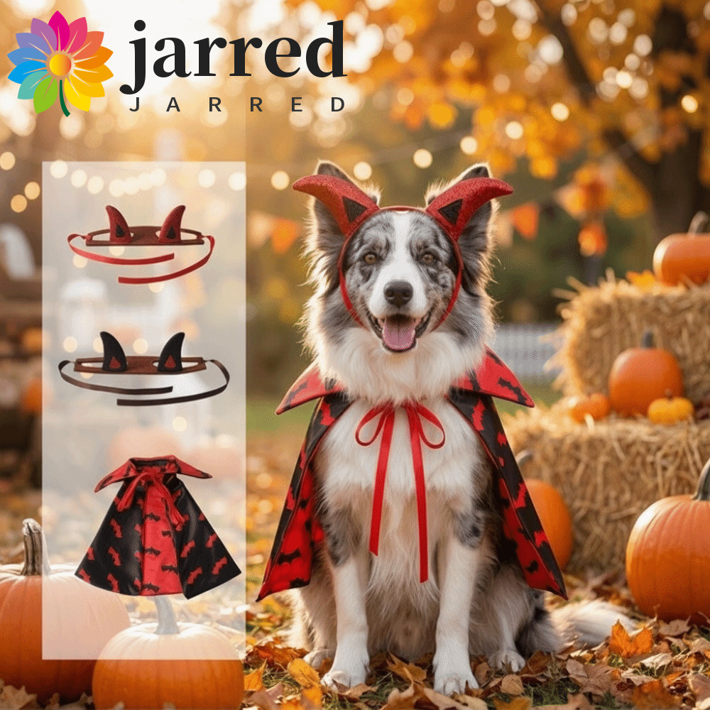 JARRED Cat Cosplay Cloak, Bộ áo choàng dơi hình chó phù hợp có thể điều chỉnh cổ đứng, thoáng khí th