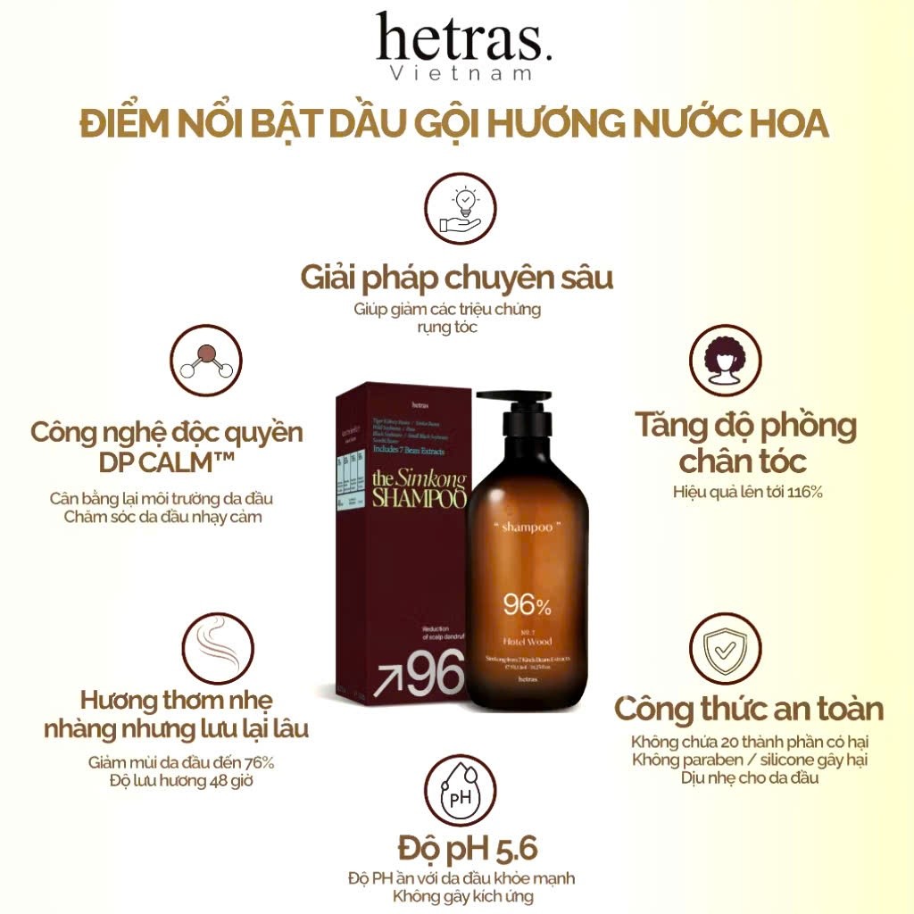 Dầu gội, dầu xả Hetras 1013ML Hàn Quốc siêu thơm, mềm tóc