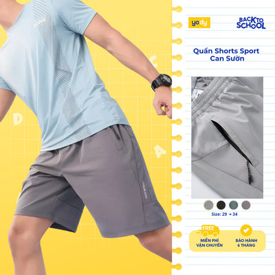 Quần short nam YODY quần đùi gió thể thao co giãn 4 chiều, túi khoá kéo, phối can sườn MAJT25S019