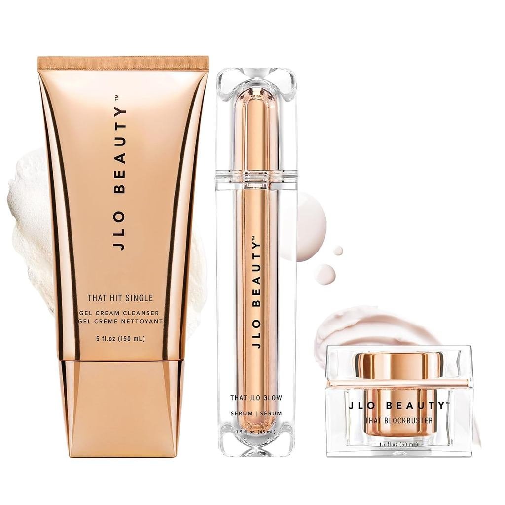Bộ chăm sóc da JLO BEAUTY, Sữa rửa mặt thường xuyên hàng ngày 3 bước kèm kem Gel, Serum mặt & Kem dư