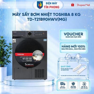 [Shopee Lắp 0Đ HCM HN] Máy Sấy Bơm Nhiệt Toshiba 8 Kg TD-T21B90HWV(MG) khử khuẩn | BH 24 tháng