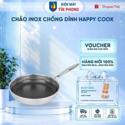 Chảo inox chống dính siêu tinh thể Happy Cook Black cube 28cm BCF-28TP - Tiêu chuẩn Châu Âu
