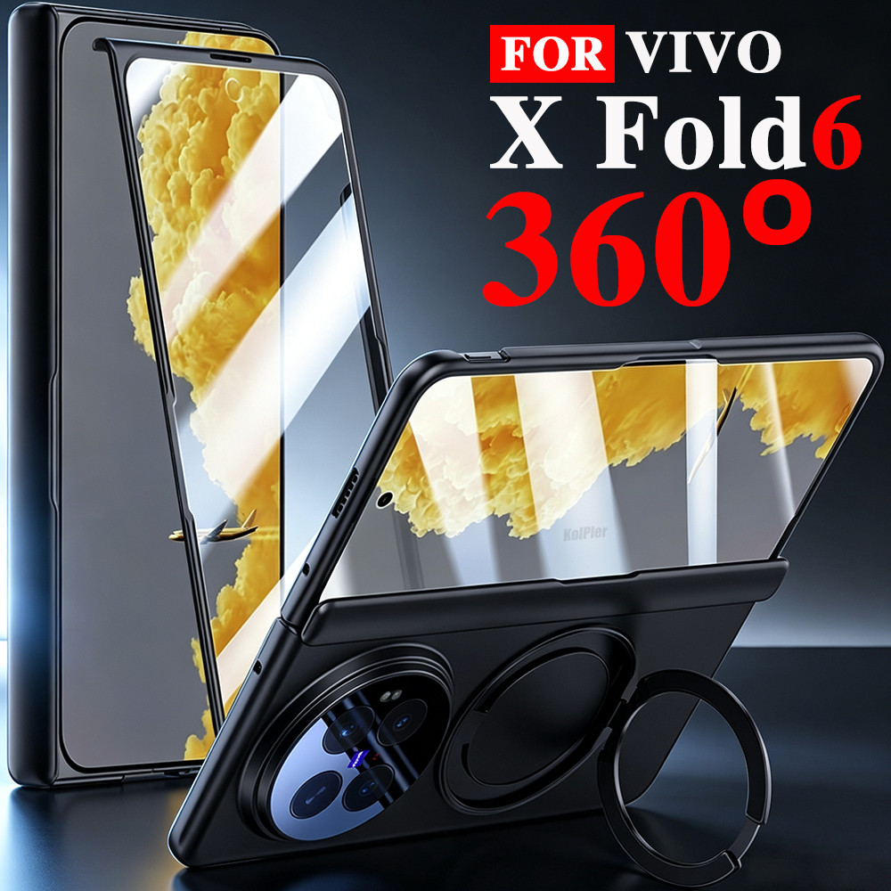 Giá đỡ sang trọng Matte Case cho Vivo X Fold 6 Fold6 Phim kính từ tính Bảo vệ chống vân tay Vỏ đứng 