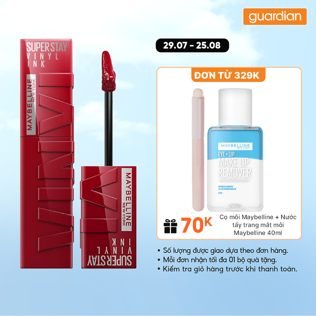 Son Kem Bóng Maybelline New York Super Stay Vinyl Ink 10 Lippy Nâu Đỏ Ấm 4.2ml