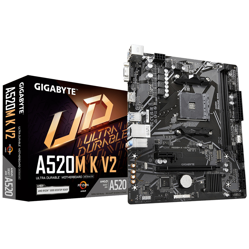 Mainboard GIGABYTE A520M K V2 - Full VAT New Box - Bảo Hành 36 Tháng Chính Hãng