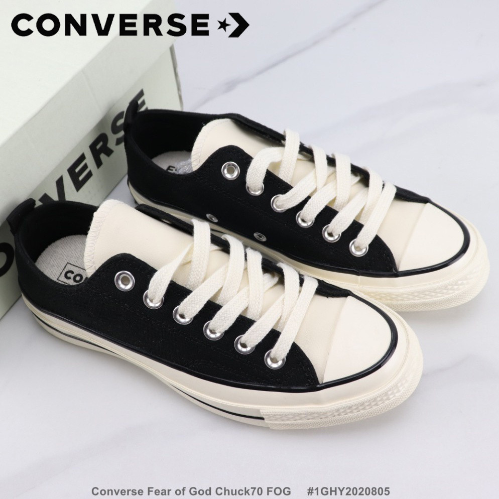 Sapatos Converse Fear of God Chuck70 X FOG Giày vải đen trắng đích thực Dây giày Giày thể thao thấp 